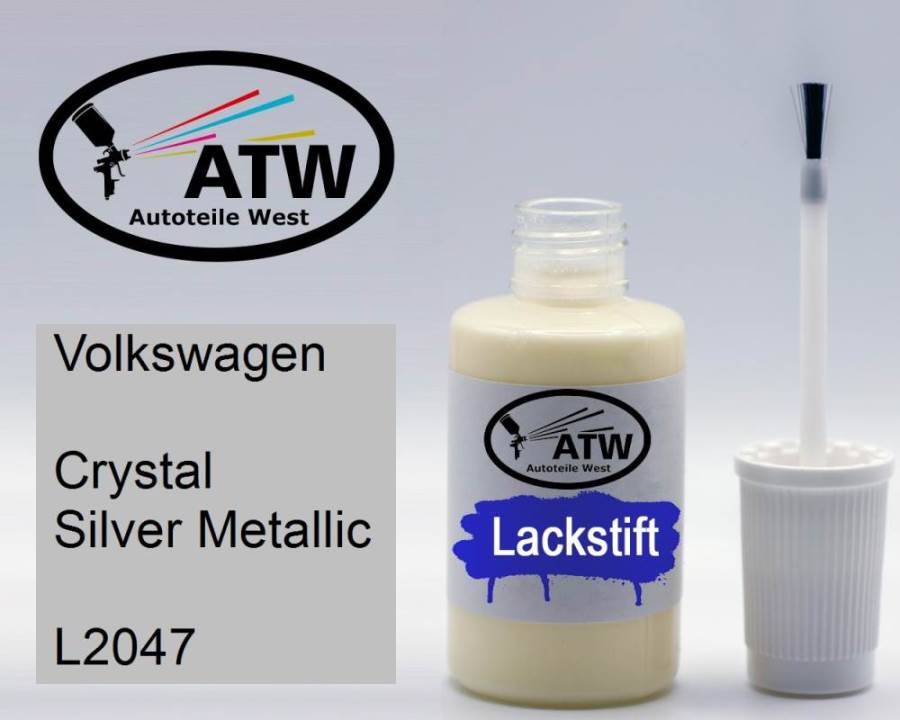 Volkswagen, Crystal Silver Metallic, L2047: 20ml Lackstift, von ATW Autoteile West.